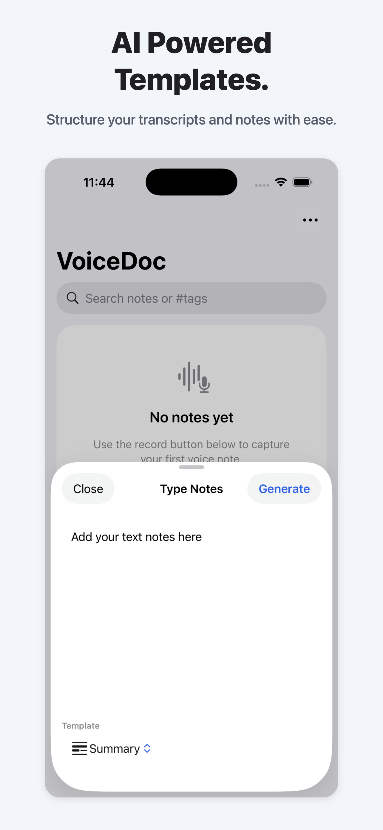 AI Templates structuring transcripts